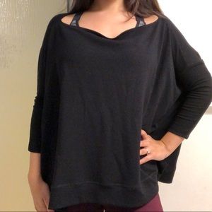 Beyond Yoga Black Soft Pullover Sweatshirt off shoulders womens
